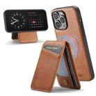 For iPhone 16 Pro Fierre Shann Oil Wax Cow Leather Magnetic Card Holder Phone Case(Brown) - 3