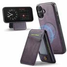 For iPhone 16 Fierre Shann Oil Wax Cow Leather Magnetic Card Holder Phone Case(Purple) - 3