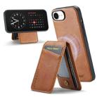 For iPhone 16e Fierre Shann Cowhide Vertical Flip Magnetic Card Holder Phone Case(Brown) - 3