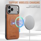 For iPhone 17 Pro Max Fierre Shann Cowhide Vertical Flip Magnetic Card Holder Phone Case(Brown) - 3
