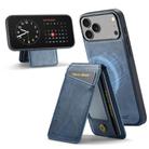 For iPhone 17 Pro Max Fierre Shann Cowhide Vertical Flip Magnetic Card Holder Phone Case(Blue) - 1
