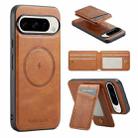 For Google Pixel 9 Pro Fierre Shann Cowhide Vertical Flip Magnetic Card Holder Phone Case(Brown) - 1