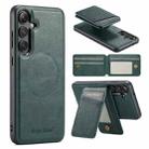 For Samsung Galaxy S24+ 5G Fierre Shann Cowhide Vertical Flip Magnetic Card Holder Phone Case(Green) - 1