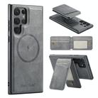 For Samsung Galaxy S24 Ultra 5G Fierre Shann Cowhide Vertical Flip Magnetic Card Holder Phone Case(Grey) - 1