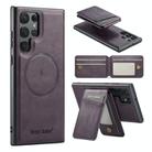 For Samsung Galaxy S24 Ultra 5G Fierre Shann Cowhide Vertical Flip Magnetic Card Holder Phone Case(Purple) - 1