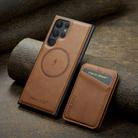 For Samsung Galaxy S23 Ultra 5G Fierre Shann Cowhide Vertical Flip Magnetic Card Holder Phone Case(Brown) - 2