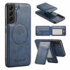 For Samsung Galaxy S22 5G Fierre Shann Cowhide Vertical Flip Magnetic Card Holder Phone Case(Blue) - 1