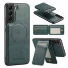 For Samsung Galaxy S22 5G Fierre Shann Cowhide Vertical Flip Magnetic Card Holder Phone Case(Green) - 1