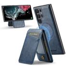 For Samsung Galaxy S25 Ultra 5G Fierre Shann Cowhide Vertical Flip Magnetic Card Holder Phone Case(Blue) - 1