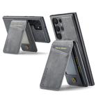 For Samsung Galaxy S25 Ultra 5G Fierre Shann Cowhide Vertical Flip Magnetic Card Holder Phone Case(Grey) - 1