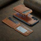 For Samsung Galaxy S24 FE 5G Fierre Shann Cowhide Vertical Flip Magnetic Card Holder Phone Case(Brown) - 2