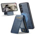 For Samsung Galaxy S24 FE 5G Fierre Shann Cowhide Vertical Flip Magnetic Card Holder Phone Case(Blue) - 1