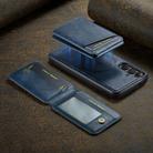 For Samsung Galaxy S24 FE 5G Fierre Shann Cowhide Vertical Flip Magnetic Card Holder Phone Case(Blue) - 2