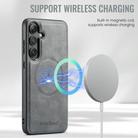 For Samsung Galaxy S24 FE 5G Fierre Shann Cowhide Vertical Flip Magnetic Card Holder Phone Case(Grey) - 3