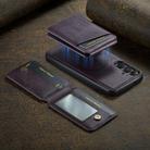 For Samsung Galaxy S24 FE 5G Fierre Shann Cowhide Vertical Flip Magnetic Card Holder Phone Case(Purple) - 2