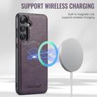 For Samsung Galaxy S24 FE 5G Fierre Shann Cowhide Vertical Flip Magnetic Card Holder Phone Case(Purple) - 3