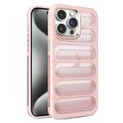 For iPhone 15 Pro Max Cooling Armor Translucent Mesh Breathable Phone Case(Pink) - 1