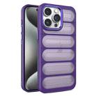 For iPhone 15 Pro Cooling Armor Translucent Mesh Breathable Phone Case(Purple) - 1
