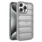 For iPhone 15 Pro Cooling Armor Translucent Mesh Breathable Phone Case(Grey) - 1