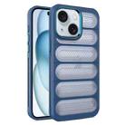 For iPhone 15 Plus Cooling Armor Translucent Mesh Breathable Phone Case(Blue) - 1