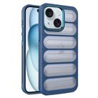 For iPhone 15 Cooling Armor Translucent Mesh Breathable Phone Case(Blue) - 1