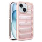 For iPhone 15 Cooling Armor Translucent Mesh Breathable Phone Case(Pink) - 1