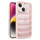 For iPhone 14 Plus Cooling Armor Translucent Mesh Breathable Phone Case(Pink) - 1