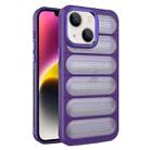 For iPhone 14 Cooling Armor Translucent Mesh Breathable Phone Case(Purple) - 1