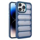 For iPhone 14 Pro Cooling Armor Translucent Mesh Breathable Phone Case(Blue) - 1