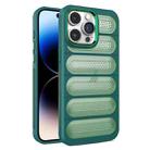 For iPhone 14 Pro Cooling Armor Translucent Mesh Breathable Phone Case(Green) - 1