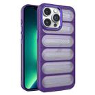 For iPhone 13 Pro Max Cooling Armor Translucent Mesh Breathable Phone Case(Purple) - 1