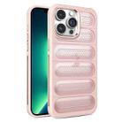 For iPhone 13 Pro Max Cooling Armor Translucent Mesh Breathable Phone Case(Pink) - 1
