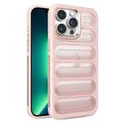 For iPhone 13 Pro Cooling Armor Translucent Mesh Breathable Phone Case(Pink) - 1