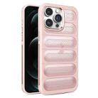 For iPhone 12 Pro Cooling Armor Translucent Mesh Breathable Phone Case(Pink) - 1