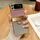 For Samsung Galaxy Z Flip3 5G Electroplated PC Starry Sky Glitter Shockproof Phone Case with Ring(Pink) - 1