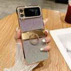 For Samsung Galaxy Z Flip4 5G Electroplated PC Starry Sky Glitter Shockproof Phone Case with Ring(Purple) - 1