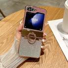 For Samsung Galaxy Z Flip6 5G Electroplated PC Starry Sky Glitter Shockproof Phone Case with Ring(Pink) - 1