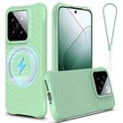 For Xiaomi 14 Wave Texture MagSafe Magnetic Liquid Silicone Phone Case(Green) - 1