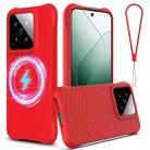 For Xiaomi 14 Wave Texture MagSafe Magnetic Liquid Silicone Phone Case(Red) - 1