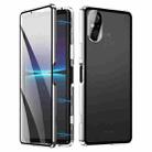 For Sony Xperia 5 V HD Magnetic Metal Tempered Glass Phone Case(Silver) - 1