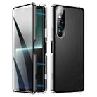 For Sony Xperia 1 VI HD Magnetic Metal Tempered Glass Phone Case(Silver) - 1