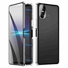 For Sony Xperia 10 VI HD Magnetic Metal Tempered Glass Phone Case(Silver) - 1