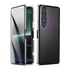 For Sony Xperia 1 VII HD Magnetic Metal Tempered Glass Phone Case(Silver) - 1