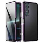 For Sony Xperia 1 VII HD Magnetic Metal Tempered Glass Phone Case(Purple) - 1