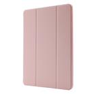 For iPad Pro 11 2024 Skin Feel Tri-fold Leather Tablet Case with Pen Slot(Pink) - 2