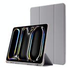 For iPad Pro 11 2024 Skin Feel Tri-fold Leather Tablet Case with Pen Slot(Grey) - 1