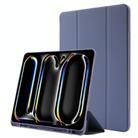 For iPad Pro 11 2024 Skin Feel Tri-fold Leather Tablet Case with Pen Slot(Lavender) - 1