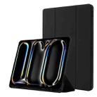 For iPad Pro 13 2024 Skin Feel Tri-fold Leather Tablet Case with Pen Slot(Black) - 1