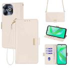 For Infinix Smart 8 4G Crossbody Chain Leather Phone Case(White) - 1