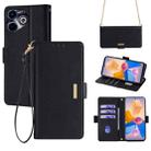 For Infinix Hot 40i 4G Crossbody Chain Leather Phone Case(Black) - 1